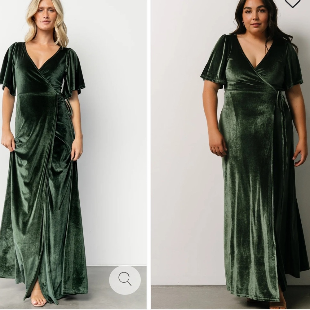 Baltic Born Meghan Elegant Green Velvet Wrap Dress sz 1xl